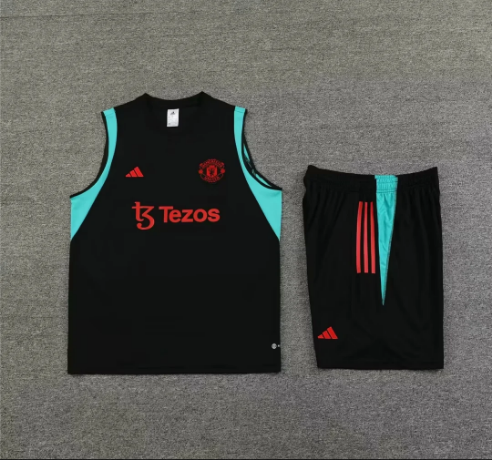 23/24 Manchester United Black Training Vest Kit Soccer Jersey