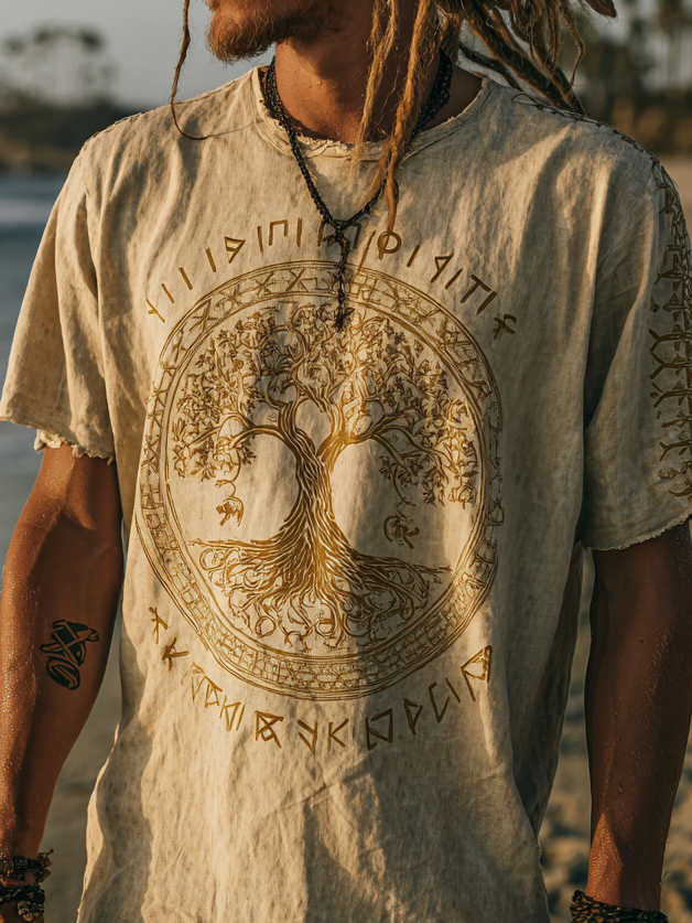 Men's Viking Mythology Nordic Tree Of Life Retro Coastal T-Shirt / Rvogue / Rvogue