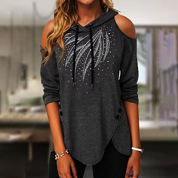 Wearshes Off Shoulder Long Sleeve T-Shirt