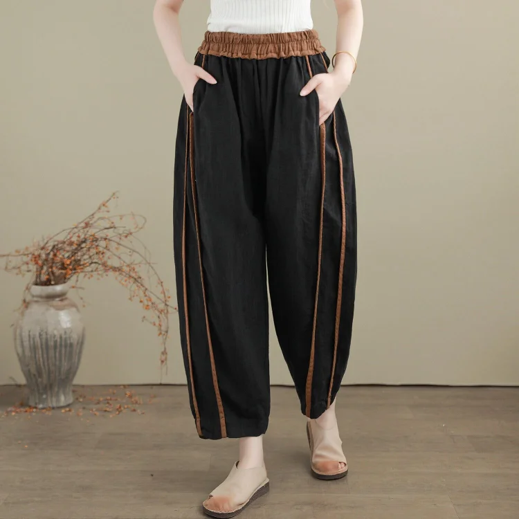 Summer Linen Patchwork Casual Loose Pants