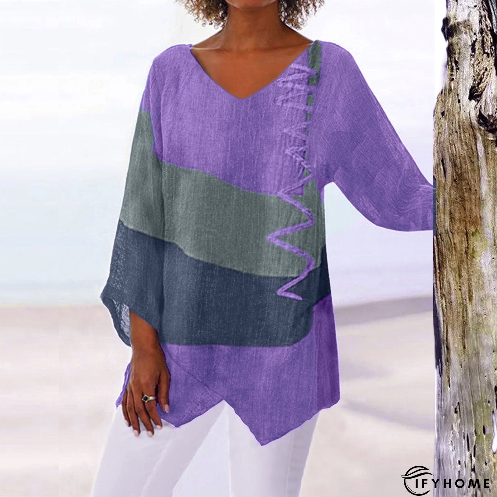 Holiday Cotton-Blend V Neck Shift Weaving Dress | IFYHOME