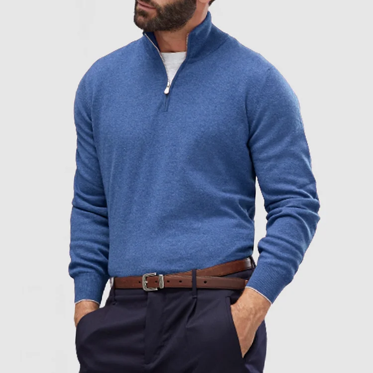 Men's Casual Zip Cashmere Basic Sweater