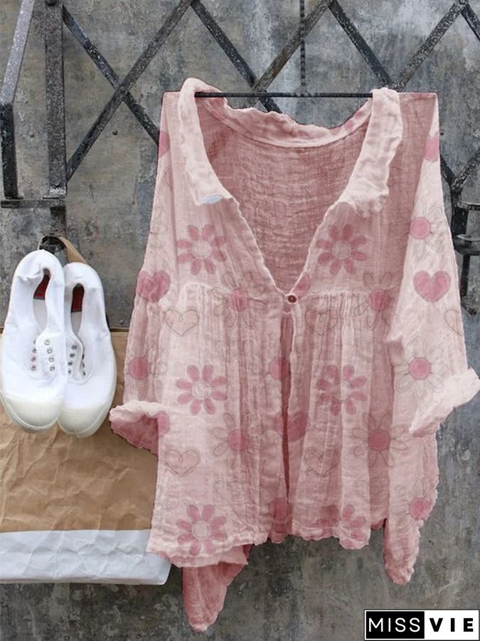 White Casual Long Sleeve Shirt Collar Shirts & Tops