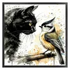 Black Cat And Sparrow-11CT Stamped Cross Stitch 40*40cm/15.75*15.75in