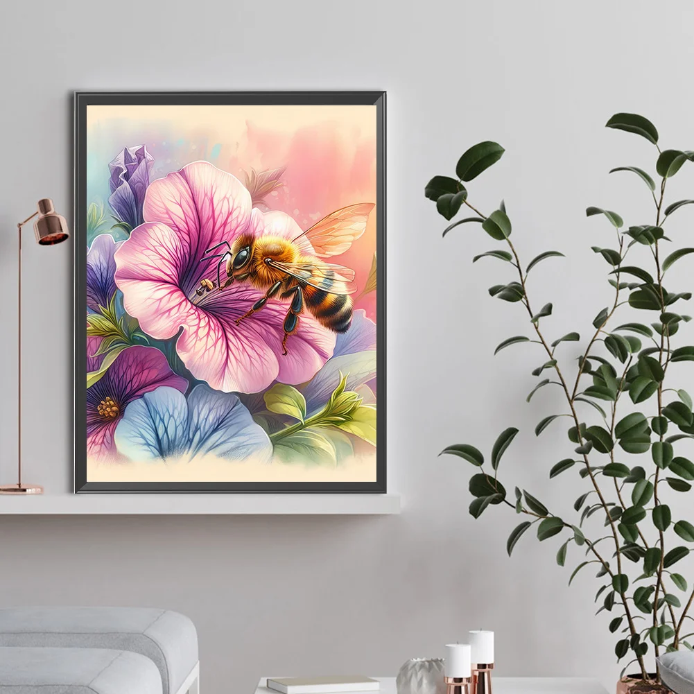 Full Round Diamond Painting 30*40cm - Flower Bee