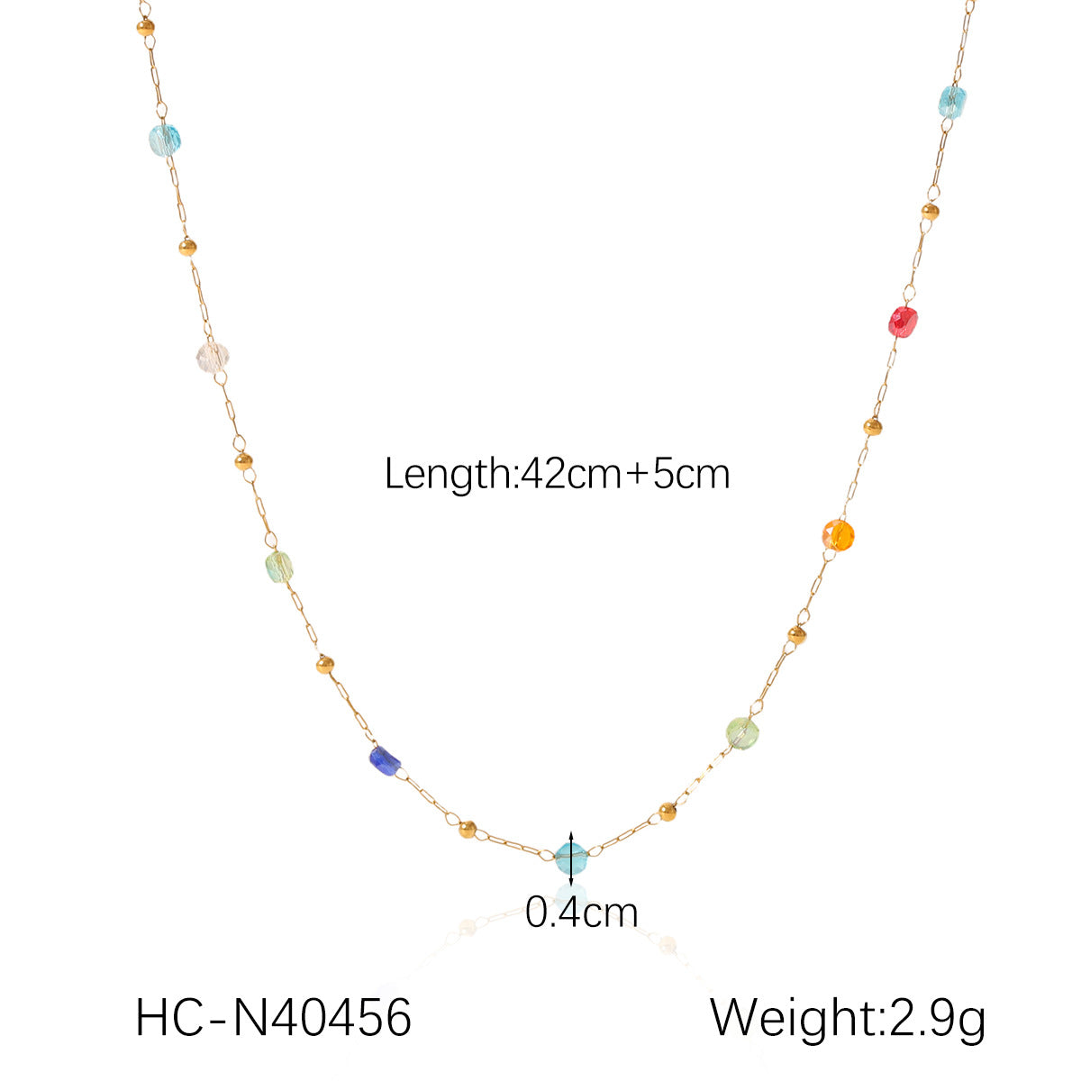 Dopamine Necklace Colorful Clip Bead Stainless Steel Necklace Design Natural Stone Round Bead Clavicle Necklace For Women