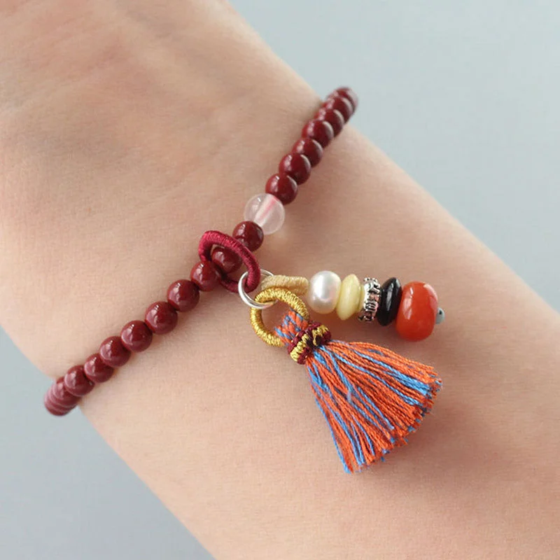 Zen Cairn Cinnabar Blessing Charm Bracelet