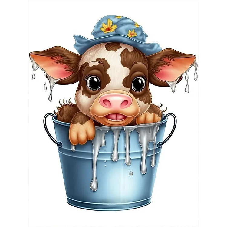 Bucket Cow 30*40CM(Canvas) Full Round Drill Diamond Painting gbfke