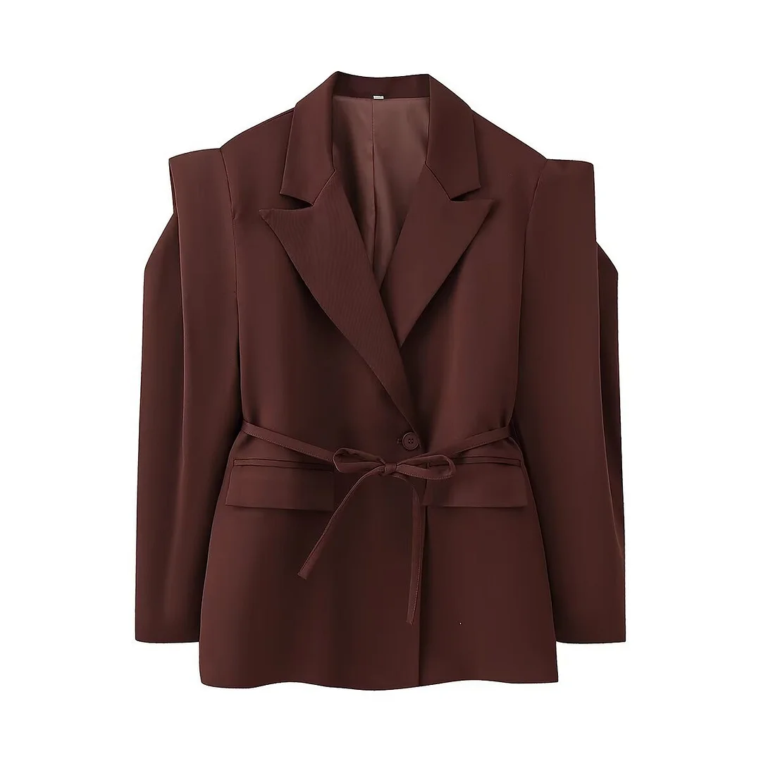 Nigikala Nigikala New Fashion Temperament Pad Long Sleeves Waistband Strap Shoulder Suit