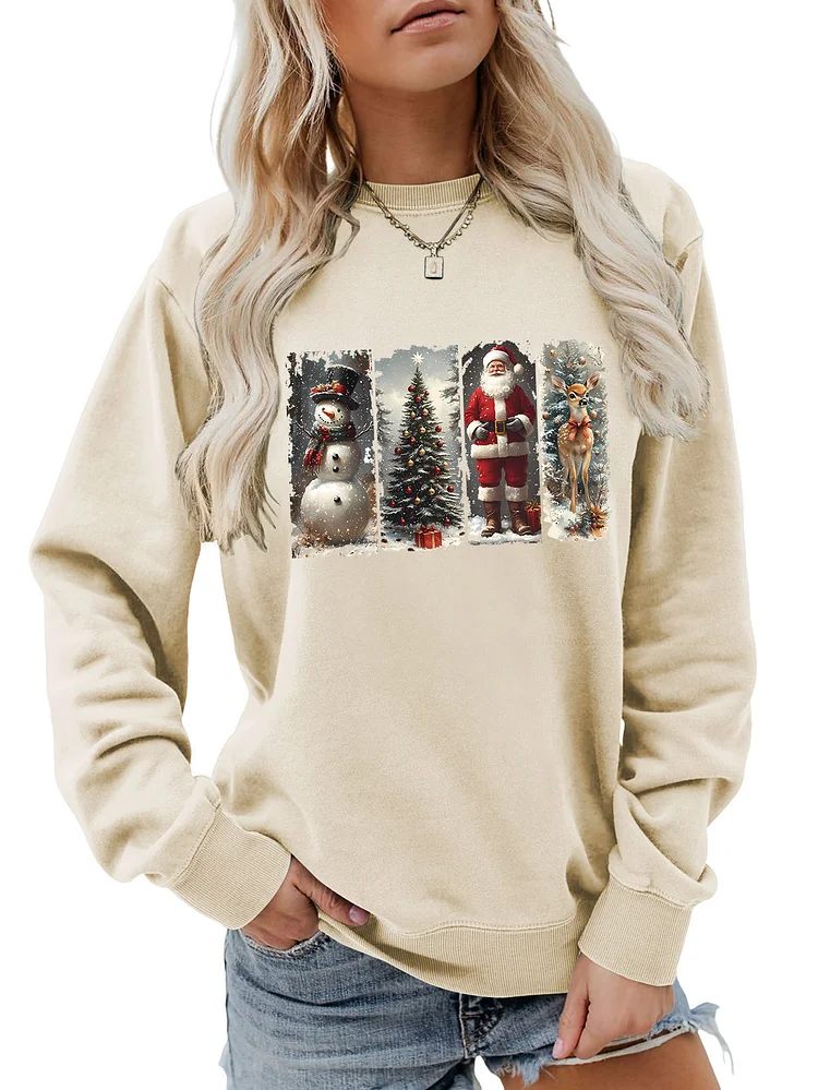 Womens Merry Christmas Crewneck Sweatshirt Funny Christmas Print Holiday Sweatshirt