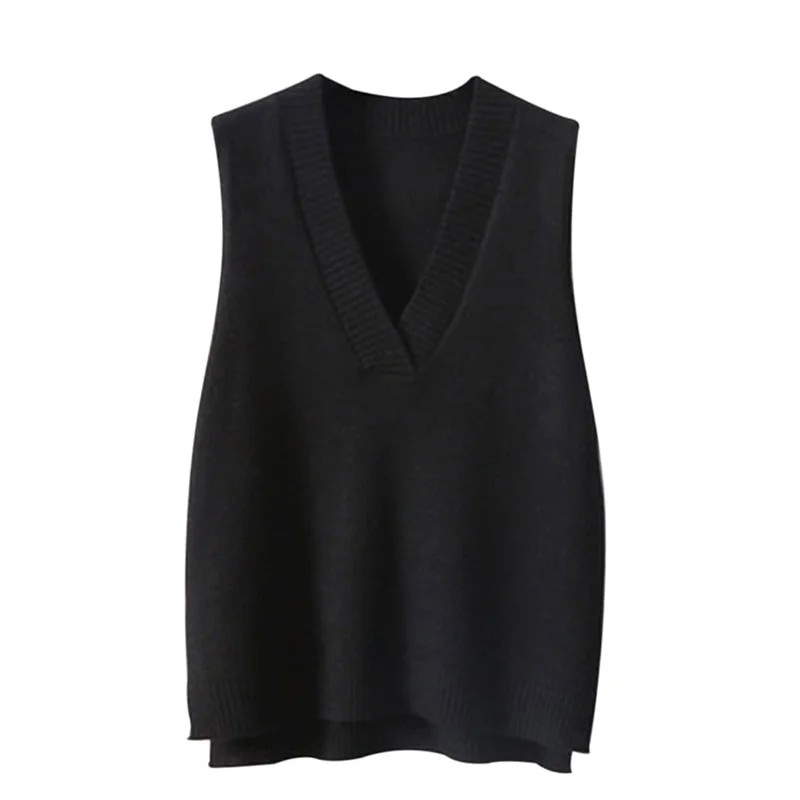 Muyogrt V-neck Knitted Vest Women's Sweater Autumn And Winter 2021 Korean Loose Wild Sweater Vest Sleeveless Sweater Jumpers