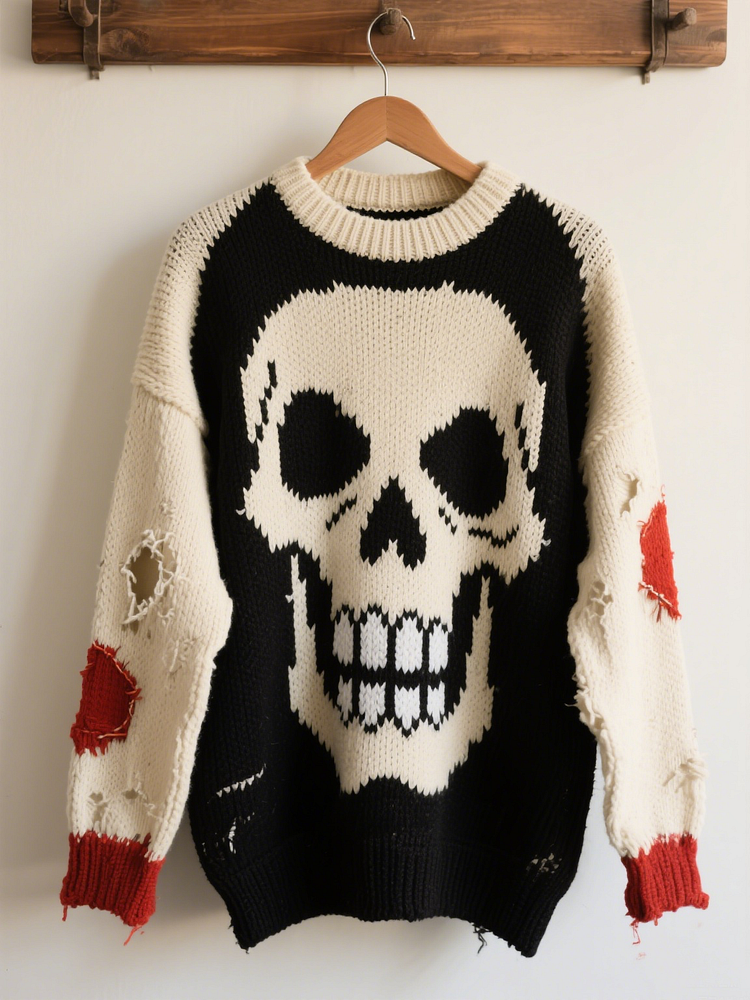 Halloween Contrast Patch Comfort Knitted Sweater