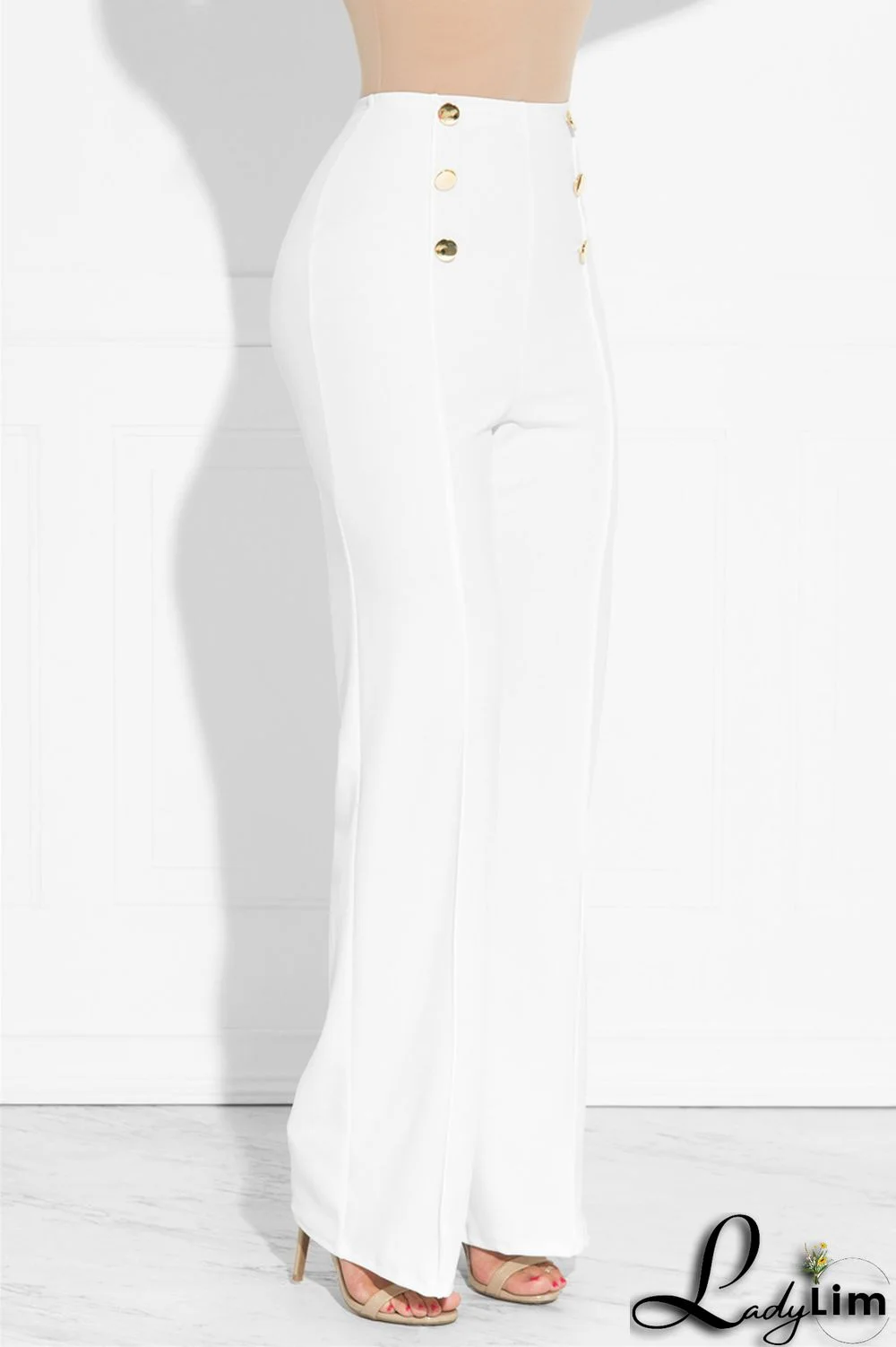 Rose Red Fashion Casual Solid Patchwork Regular High Waist Trousers