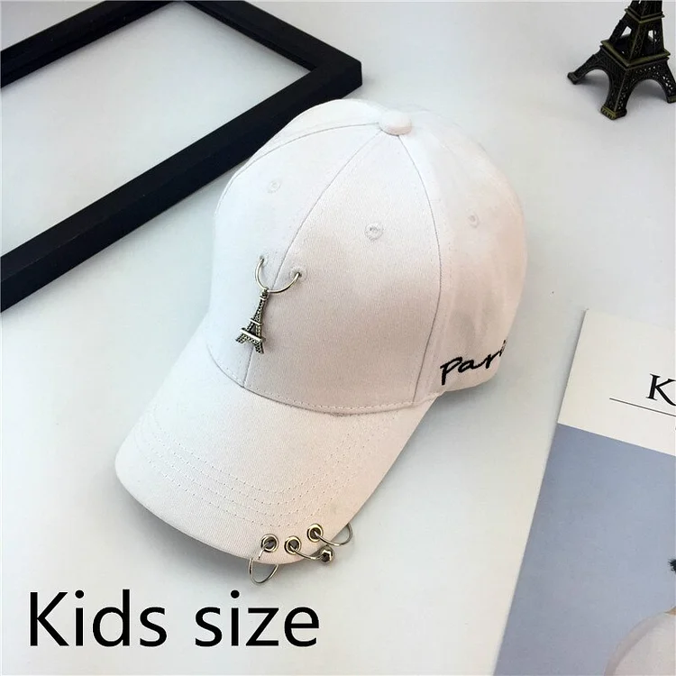 Kids Metal Eiffel Tower Pendant Hip Hop Hats Childrens Boy Cotton Baseball Caps Snapbacks Girs Casquette Gorras