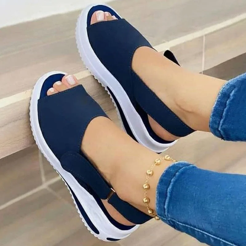 2021 Summer Women Slipper Buckle Decoration Beach Sandals Female Wedge Shoes Lady  Outdoor Non-slip Slippers Fashion Flip-flops 515-1