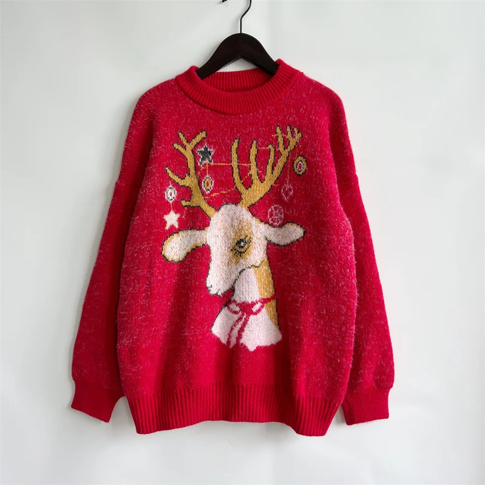 Little Deer Jacquard Christmas Knit Pullover Sweater