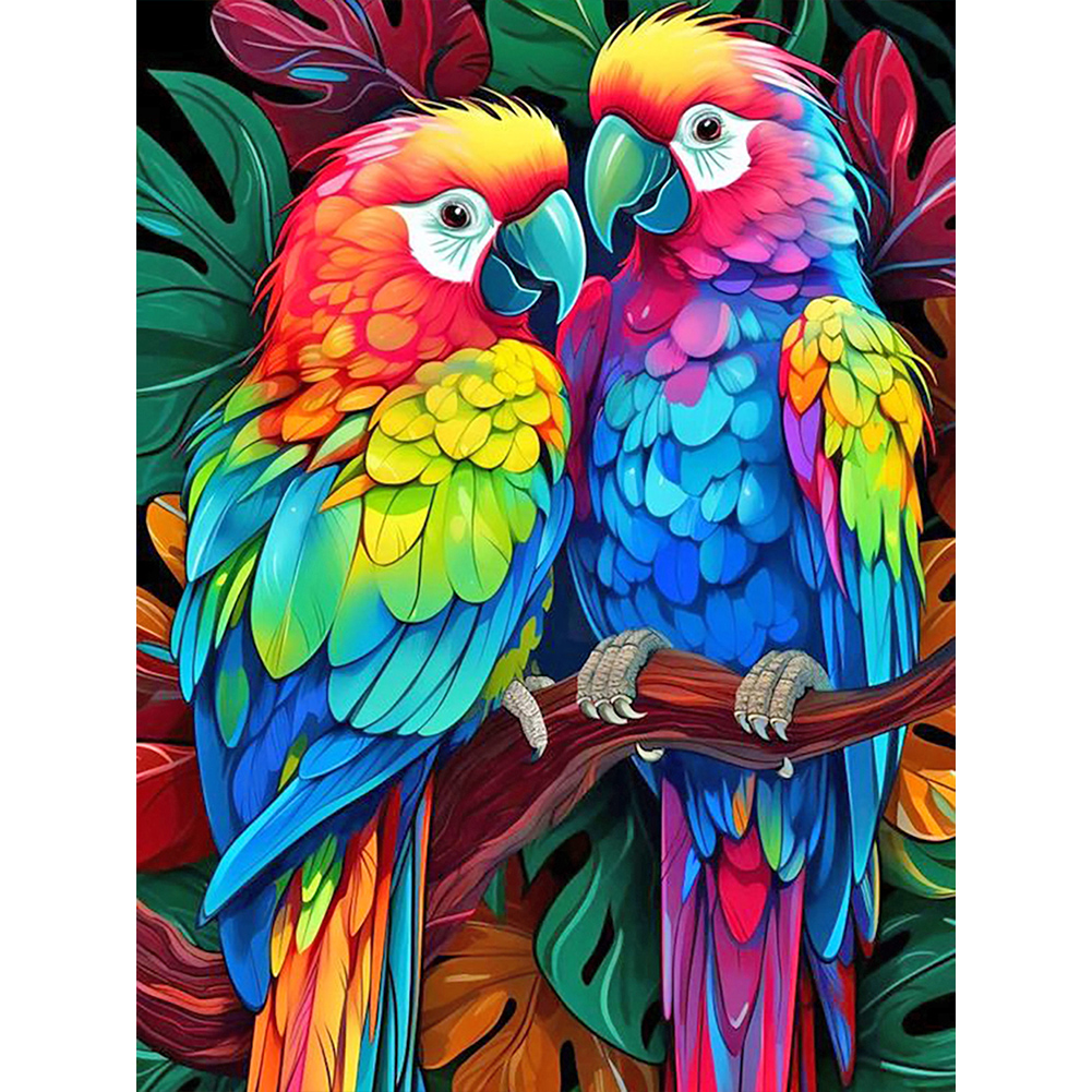 A Pair Of Colorful Parrots 30*40CM (Canvas) Full Round Drill Diamond Painting gbfke