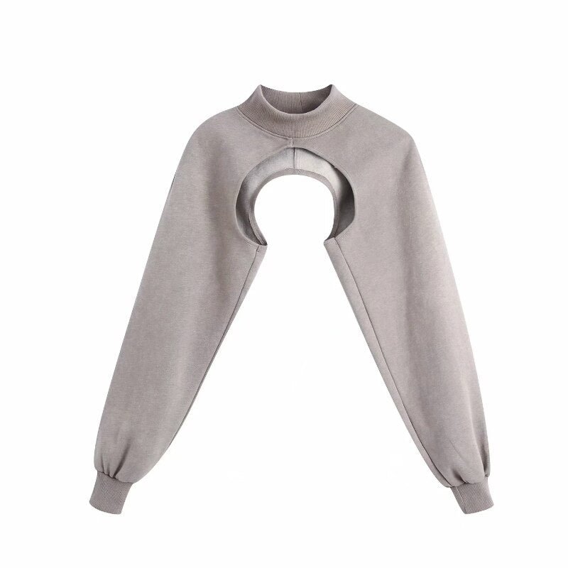 Women Irregular Short Pullovers Casual Lady Turtleneck Long Sleeve Loose Tops Autumn Sweatshirts SW1088