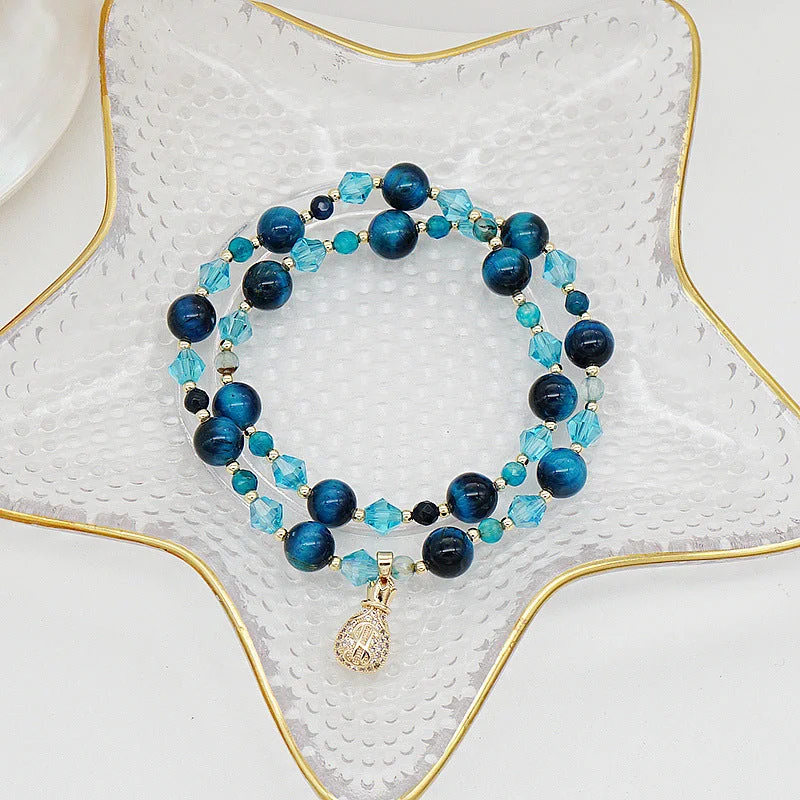Fortune Blue Crystal Tiger Eye Bracelet