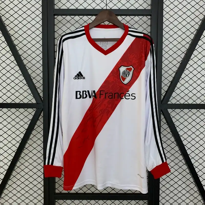 Retro 2013-14 Long Sleeves River Plate Soccer Jersey Home
