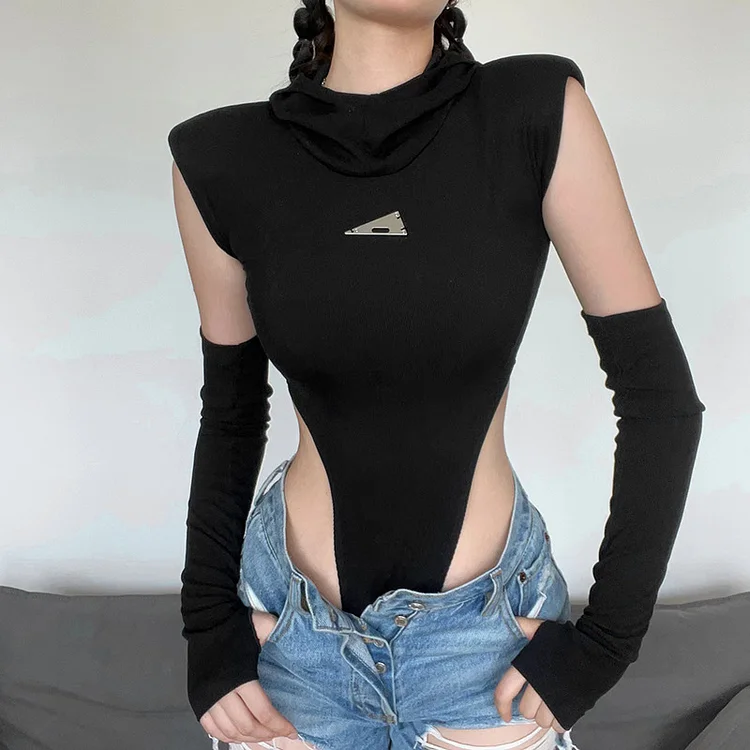 Futuristic Y2K Crop Top Bodysuit weebmemes