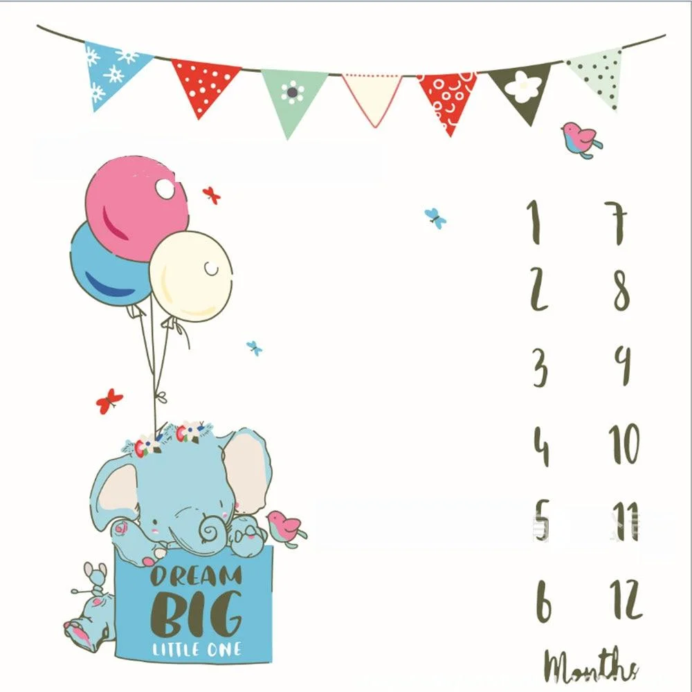 Cartoon Pattern Infant Baby Milestone Photo Props Background Blankets Backdrop Cloth Calendar Bebe Boy Girl Photo Accessories