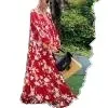 Uveng Uveng Spring And Summer New Dress Long Sleeve Print Large Swing Loose Leisure Chiffon Long Dress