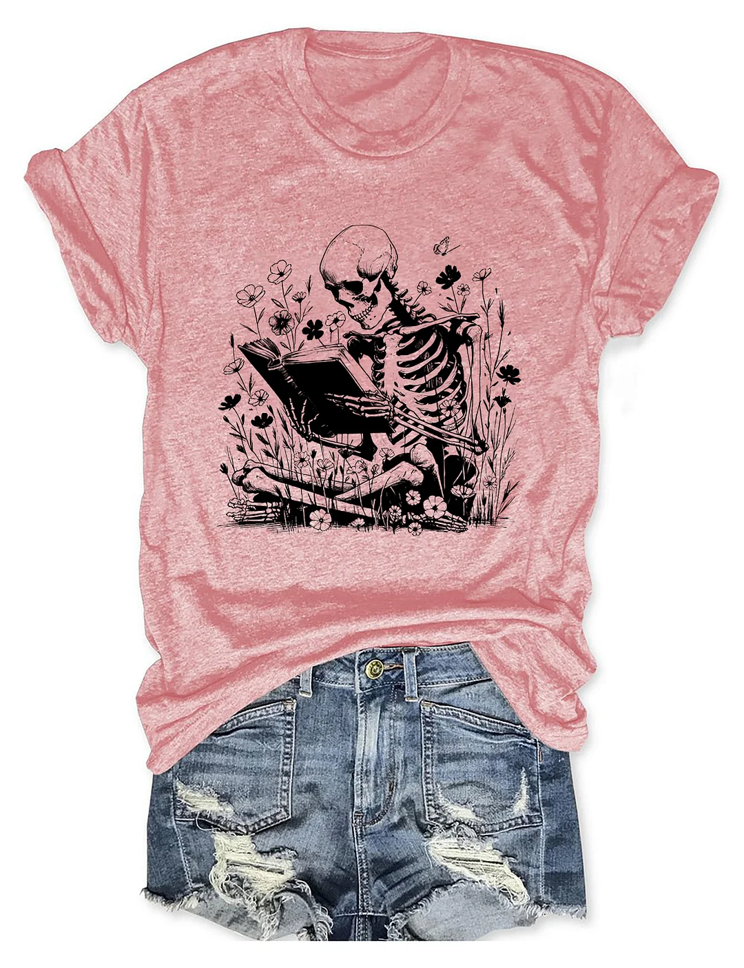 Book Reading Skeleton T-shirt