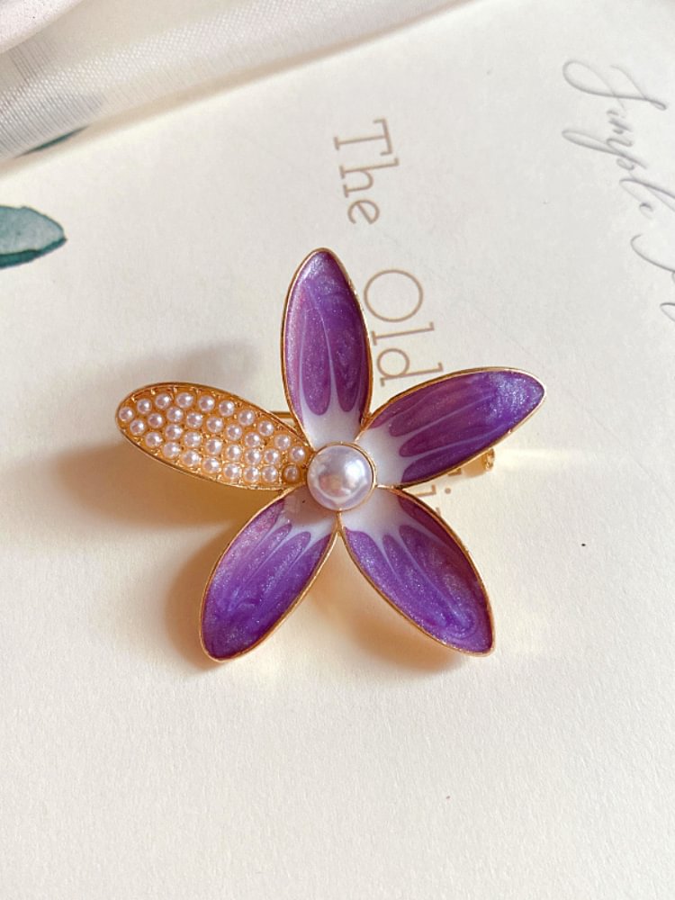 Vintage Perlen Blumenbrosche und Ohrringe