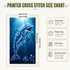 Crystal Blue Dolphin Full 11CT DIY Stamped Needlework Embroidery Kit Large Size 15.74x27.56inch Embroidery Needlepoint Starter Kits Cross Stitch Art and Crafts Kits for Beginners Home Decor