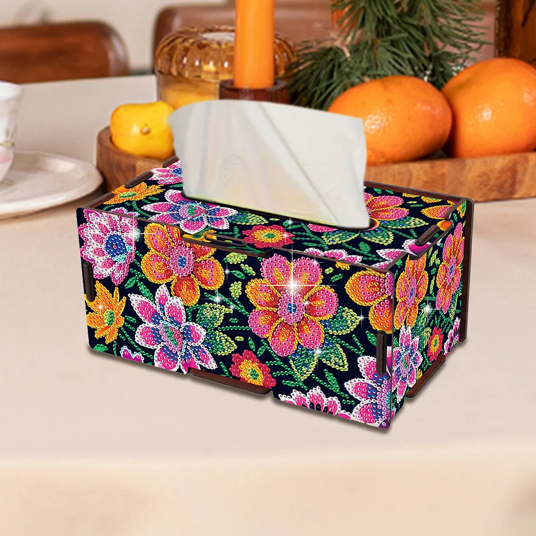 Wooden Diamond Painting Tissue Box for Home and Office Decoration (ZJH018)