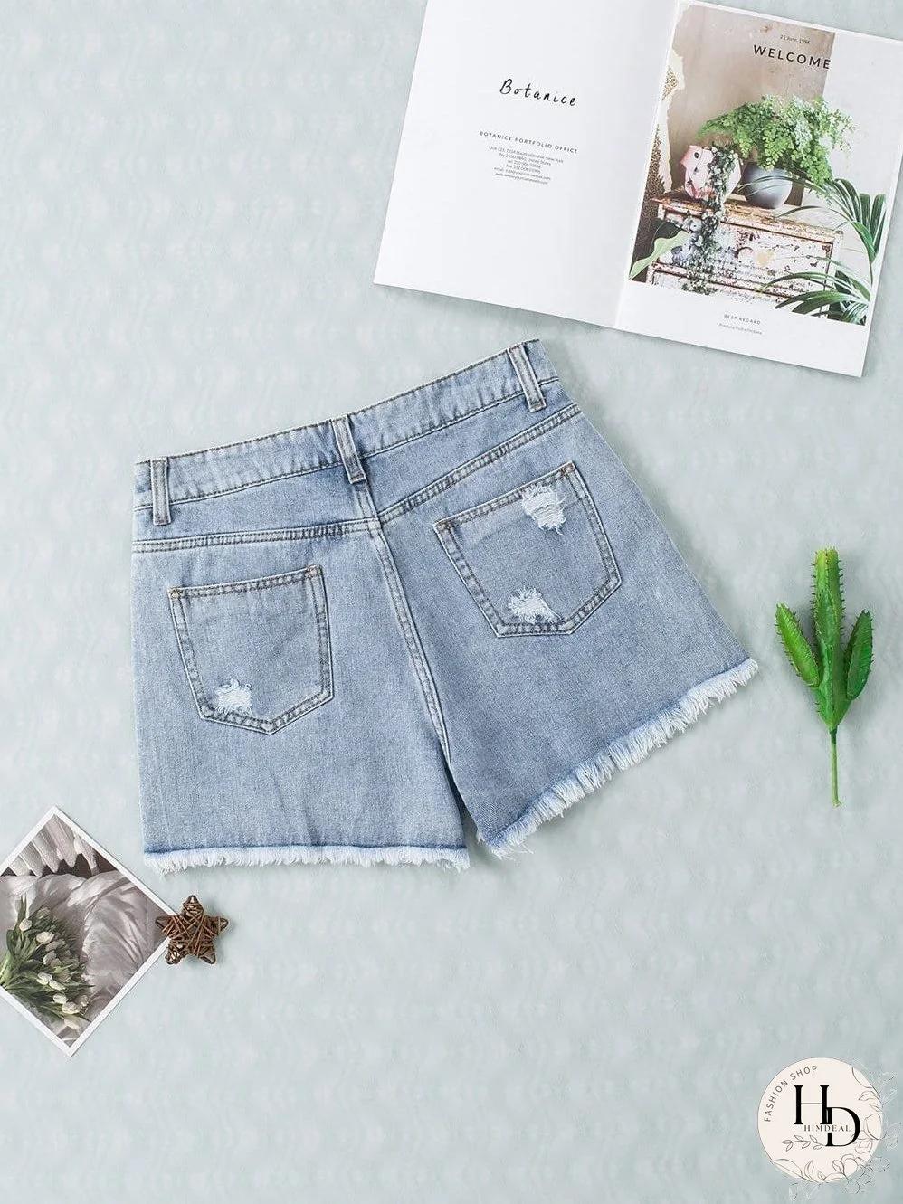 Unique Rhinestone Tassel Denim Shorts