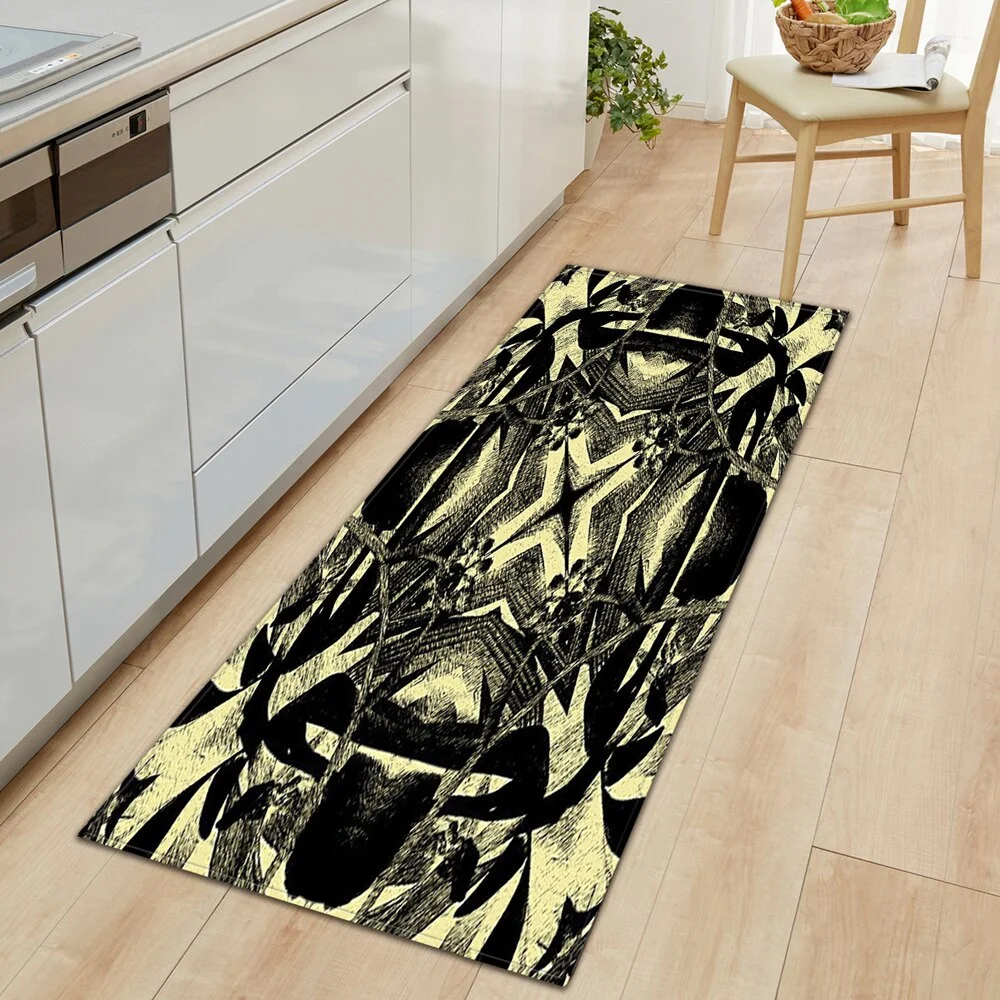 Kitchen Mat Strip Bedroom Entrance Door Mat Geometric Pattern Home Floor Decoration Living Room Carpet Bathroom Non-slip Carpet
