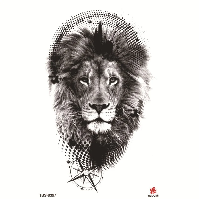 Sdrawing Temporary Tattoo Sticker Forest Lion Tiger Flash Tattoos Women Skeleton Skull Bodi Art Arm Fake Tatoo Men Body Woman