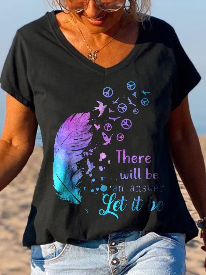Hippie There Will Be An Answer Let It Be Feathers Peace T-Shirt