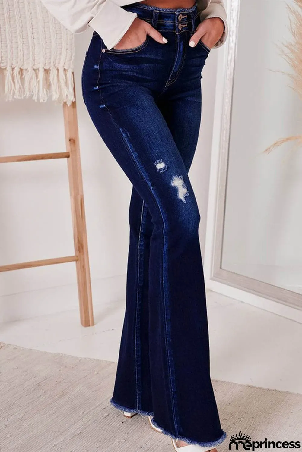 Dark Blue High Rise Flare Jeans
