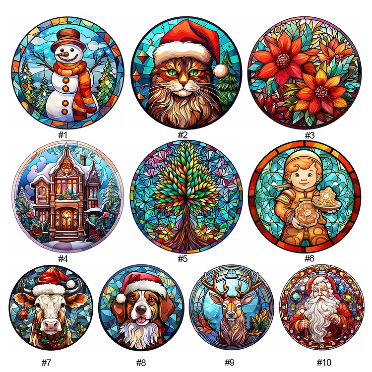5D Diamond Painting Kits Christmas Atmosphere Stained Glass  30x30cm-christmas02