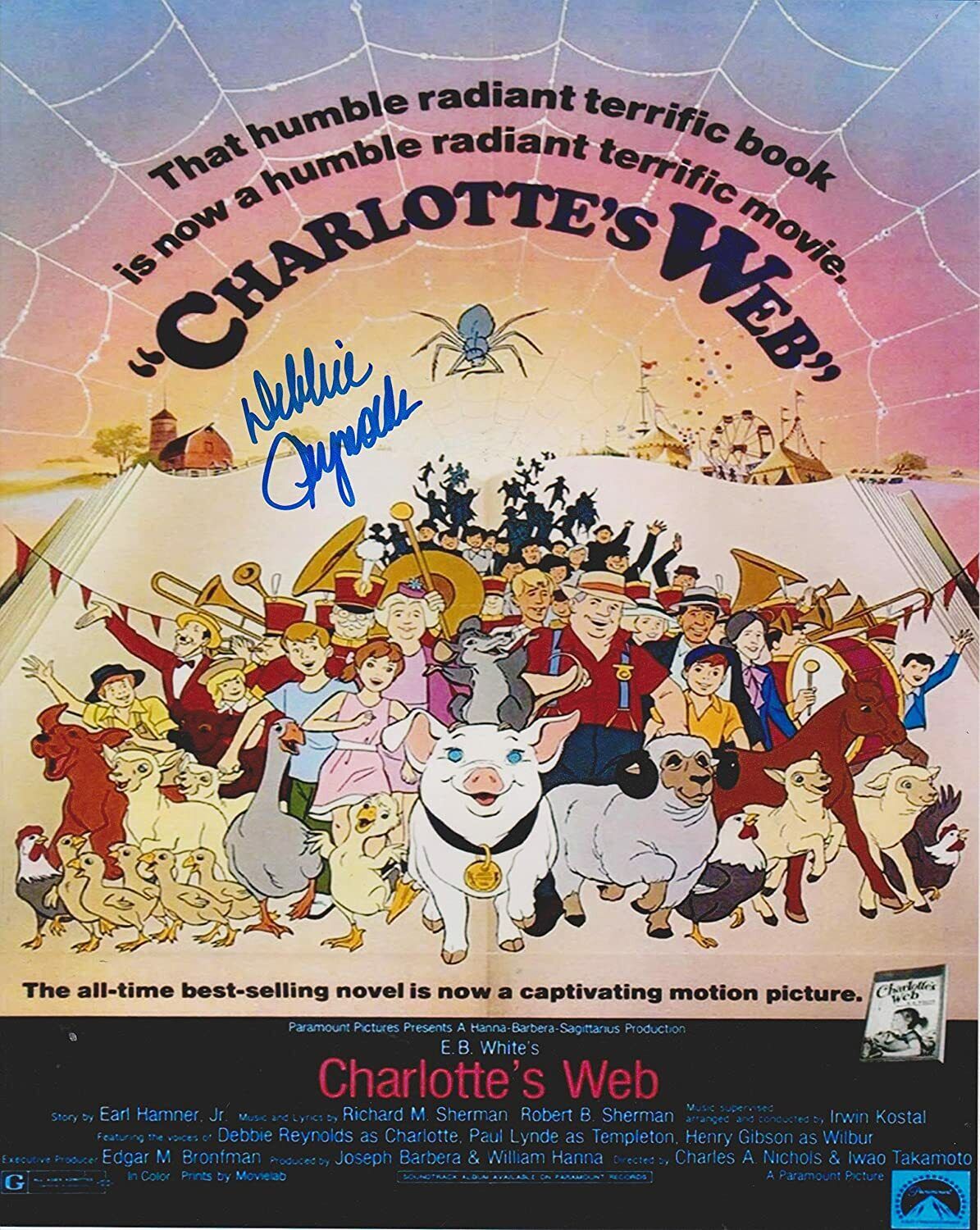 Debbie Reynolds (1932-2016) Charlottes Web Original Autographed 8X10 Photo Poster painting