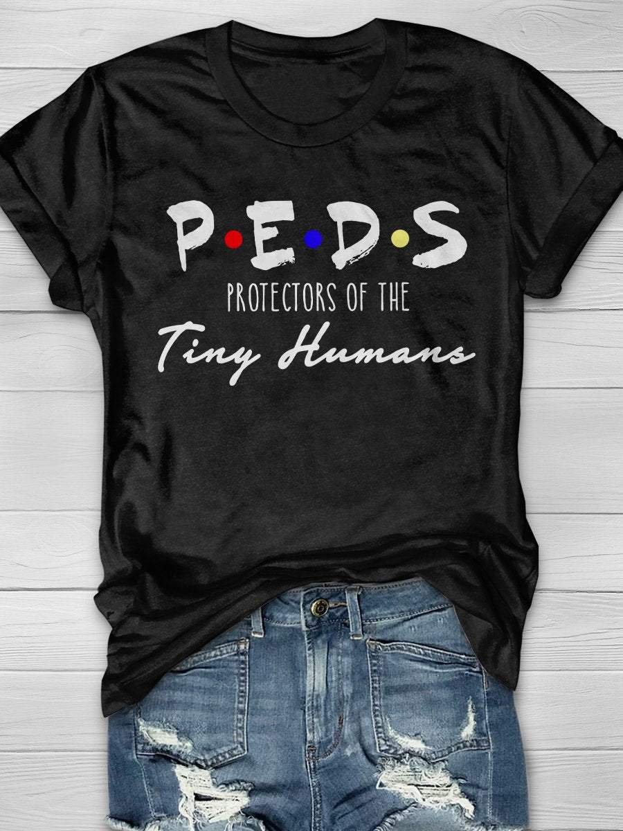 PEDS Protectors Of Tiny Humans Print Short Sleeve T-shirt
