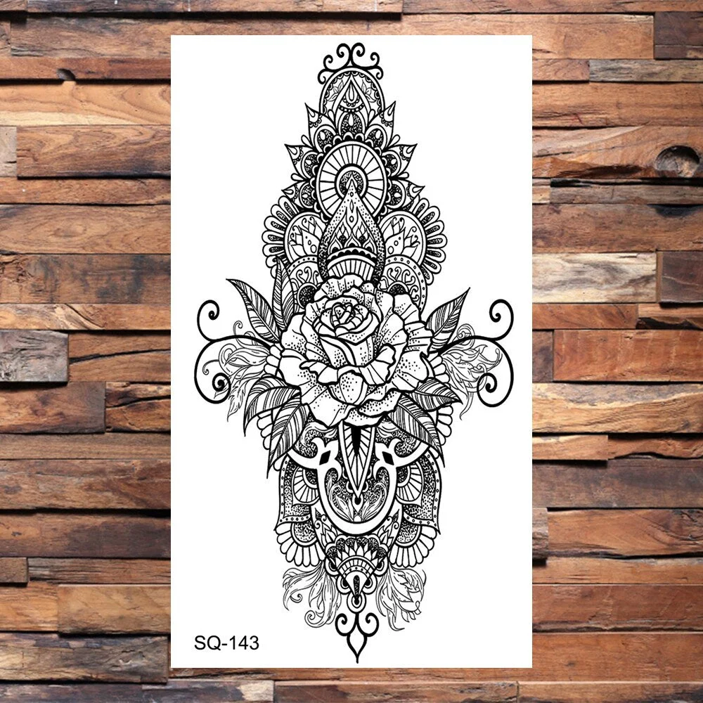 Skeleton Skull Temporary Tattoos For Women Adults Realistic Wolf Snake Rose Flower Feather Fake Tattoo Sticker Back Tatoos Body