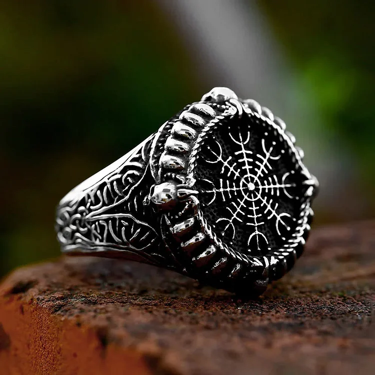 Viking Stainless Steel Compass Ring