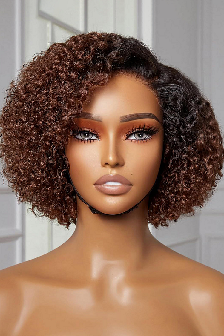 Tight Wavy Curls Short Curly Hair Side-Part Synthetic Wigs