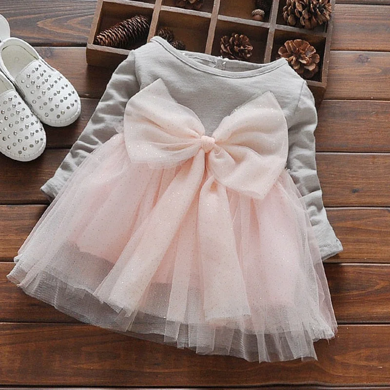 Girls Clothes Toddler Girl Dress Children's Clothing Princess Bow Long Sleeve Tutu Outfit Baby Dresses