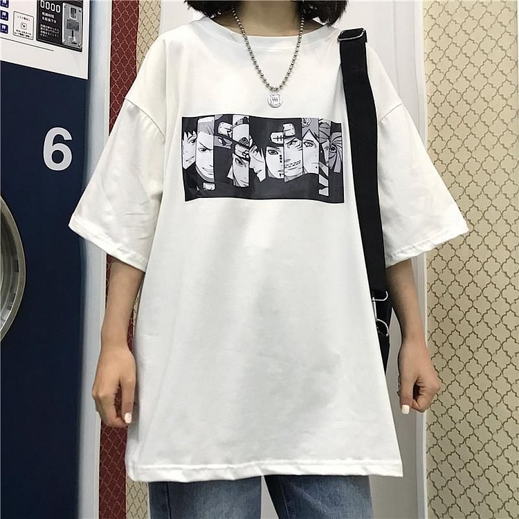 Anime Naruto Gray Akatsuki Harajuku T shirt Tee Men Women Unisex Top weebmemes