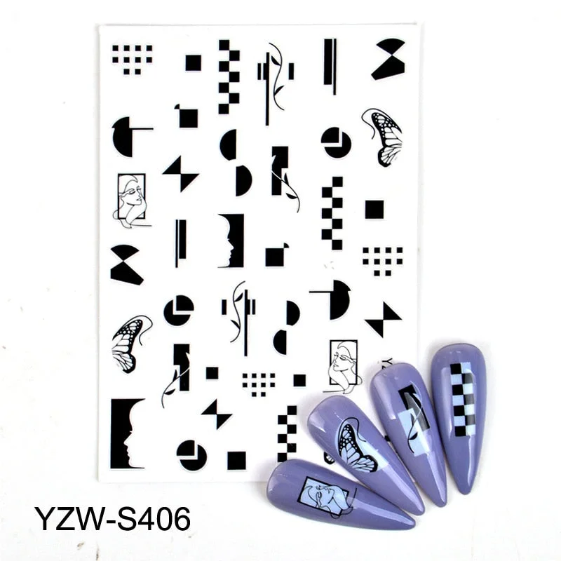 Purple Red Pink Rose Flower 3D Nail Sticker Leaves Love Heart Self-Adhesive Slider Art Decorations Decals Manicure Accessories-Nail Inspo