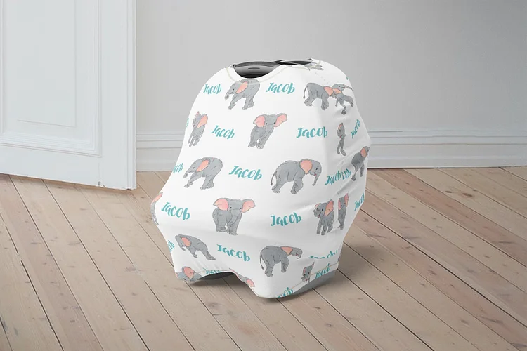 Personalized Elephant Baby Car Seat Canopy| Canopyl135