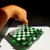 Emerald Resin Chess Set: Handmade Gemstone Board with Crystal Pieces