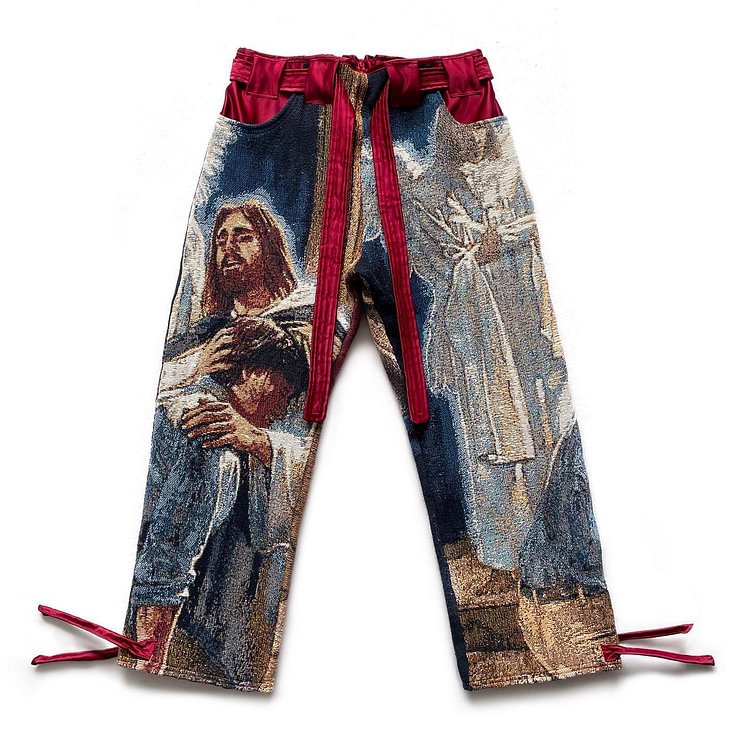 Men's casual oil painting trousers