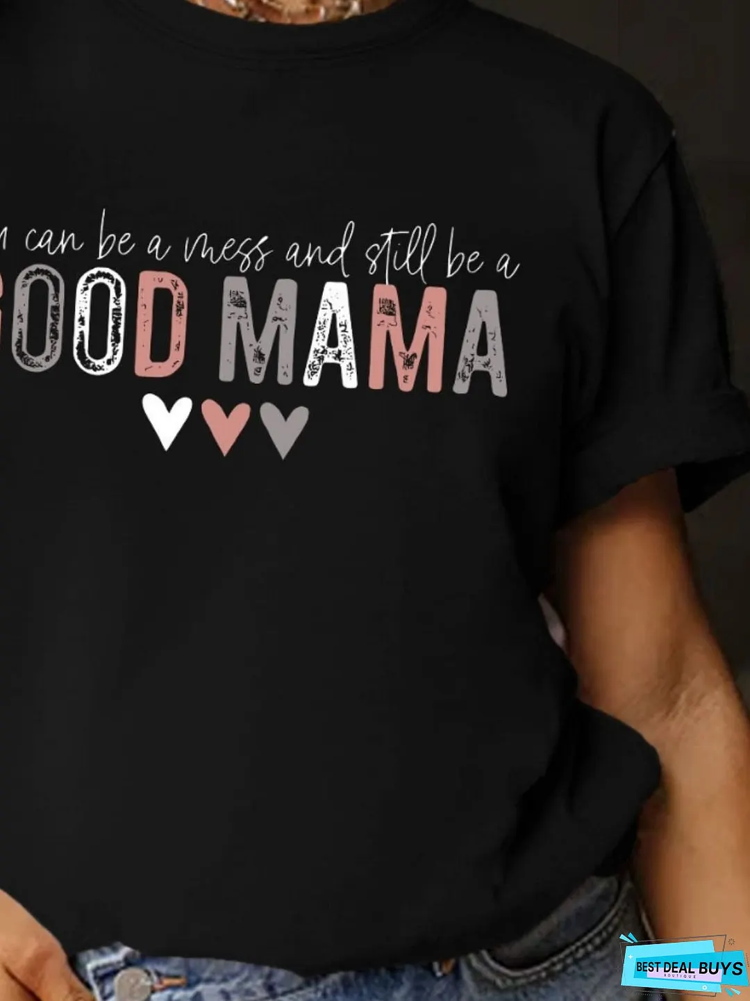 Full Size Letter Graphic Round Neck Short Sleeve T-Shirt