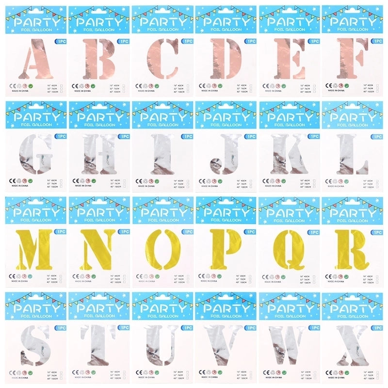 New 16-Inch Letter Balloon Ribbon Backer-Card Hardcover Birthday Party Anniversary Scene Letters For Decoration Aluminum Balloon